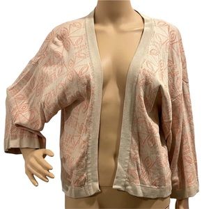 ZRINKA Pima Cotton Open Cardigan Sweater Ecru & Peach Boutique M